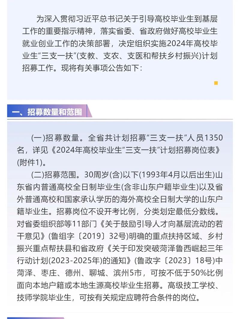2025年山东高校毕业生“三支一扶”计划招募992人，济南66人